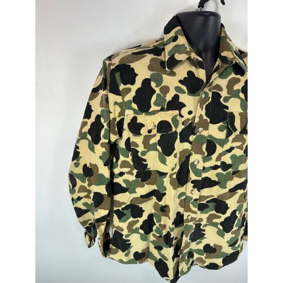 Vintage Prentiss Outdoors Chamois Cotton Shirt Size Medium Camo Outdoors Western - Picture 8 of 12